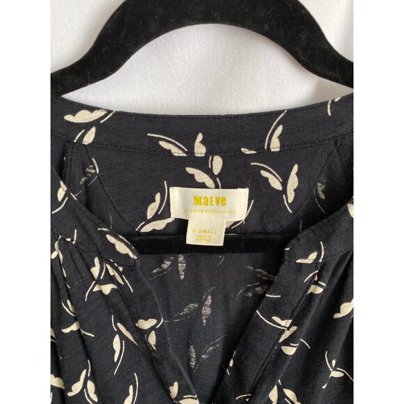 Maeve by Anthropologie Winona Babydoll Loose Fit Tunic 3/4 Sleeves Blouse XS - Picture 4 of 10